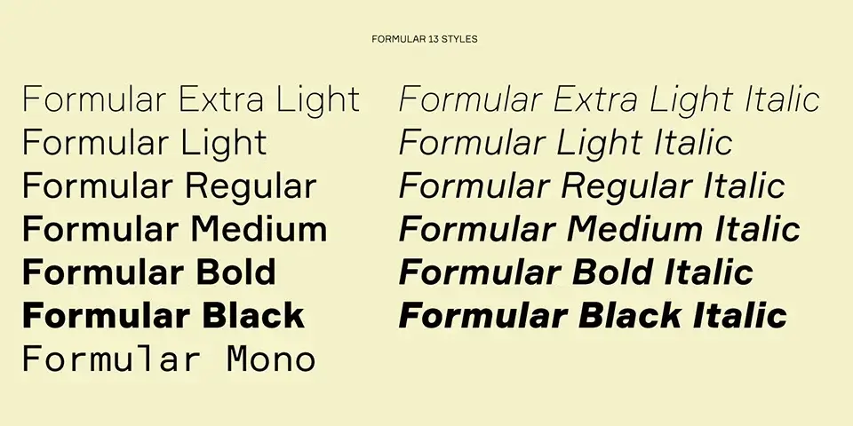 Formular Font Family