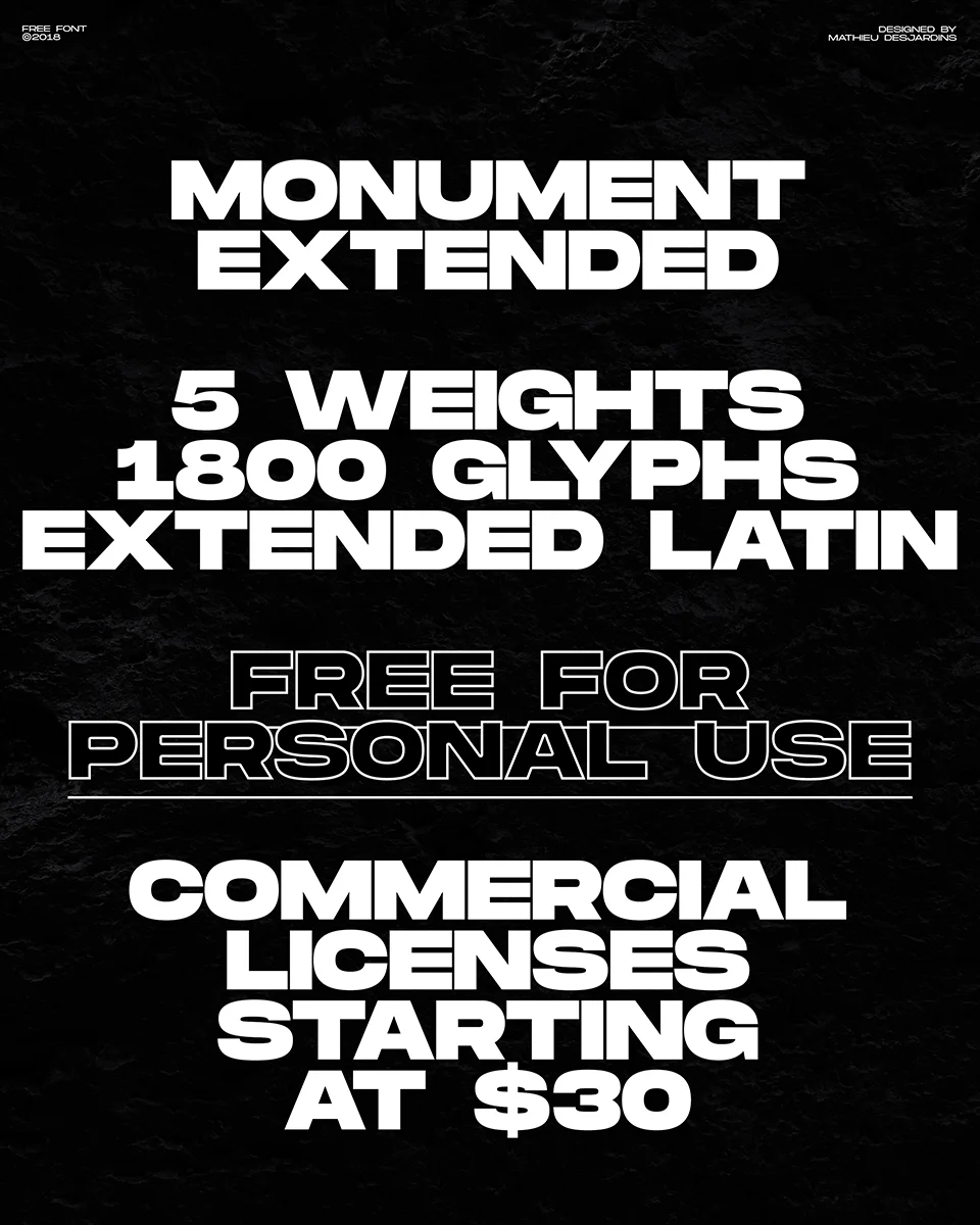 Monument Extended typeface download