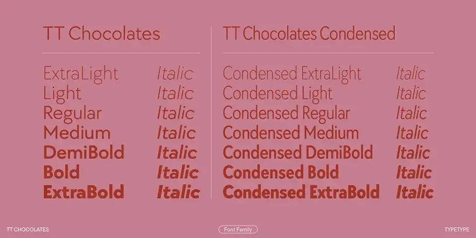 TT Chocolates Font Family