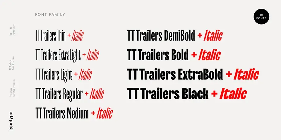 TT Trailers Font Family