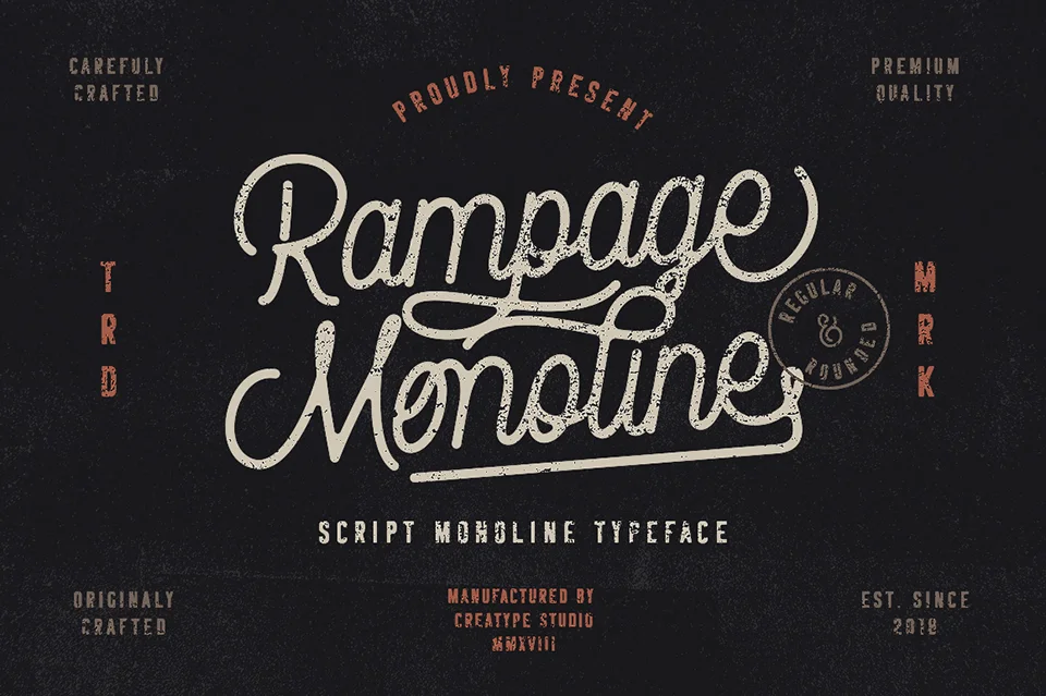 rampage monoline script font download