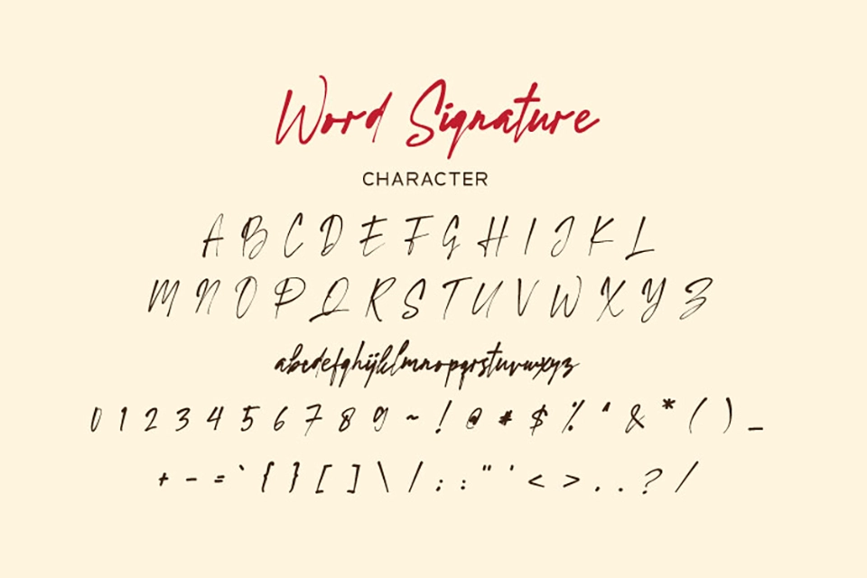 Word Signature Font