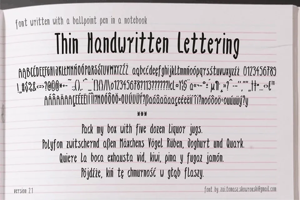 zai Thin Handwritten Lettering Font